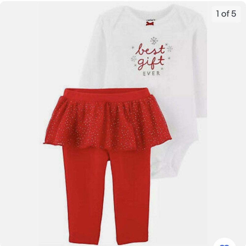 Carter’s BEST GIFT Ever Christmas Tutu Set Outfit  Size 3 Months